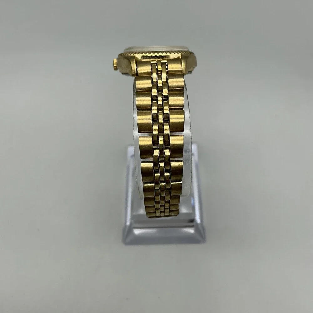 Timex Indiglo Womens Watch 25mm Glitter Dial Gold Tone Date New Battery 6.25